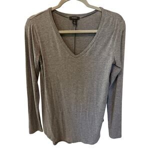 Halogen Women's Gray V-Neck Long Sleeve Super Soft T-Shirt Size XS Nordstrom